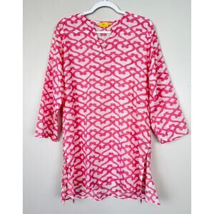Roberta Roller Rabbit Kurta Big Cata Pink Tunic Top Large Beach Resort Vacation